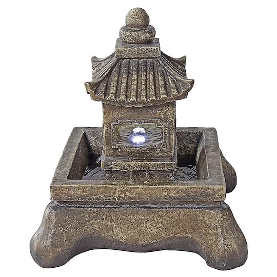 Design Toscano 23.5&#x22; Mokoshi Pagoda Illuminated Garden Fountain